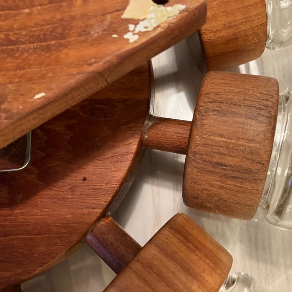 DIGSMED Danish Teak Spice Rack Wheel with 12 Glass Jars Midcentury Modern Kitche - Picture 5 of 8